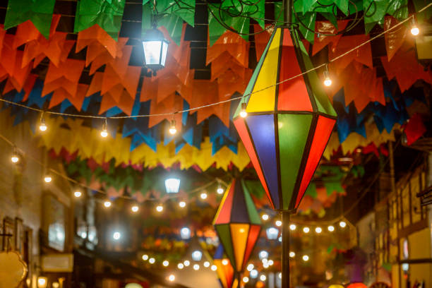 Colorful flags and decorative balloon for the Saint John party, which takes place in June in northeastern Brazil
