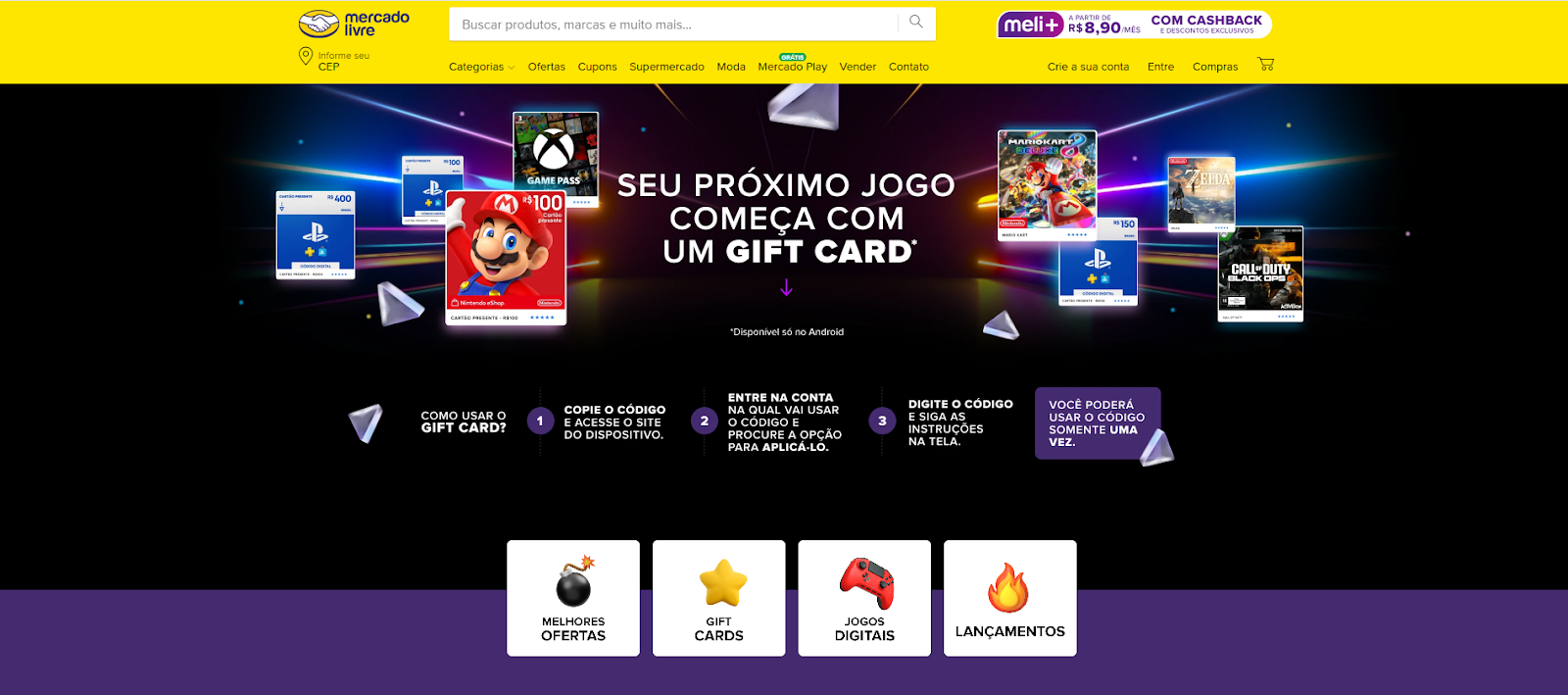  Mercado Livre lança vertical de “produtos digitais” e reforça sua presença no universo gamer