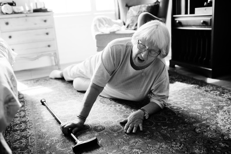 Elderly woman fell on the floor